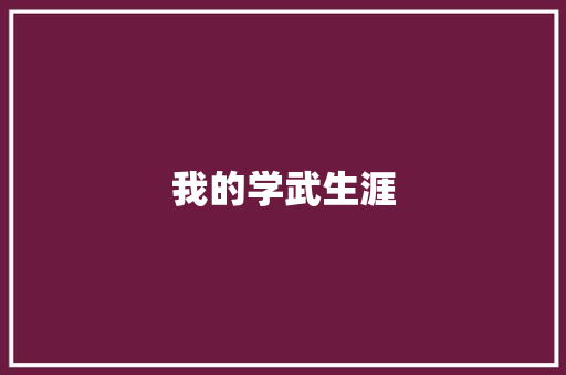 我的学武生涯