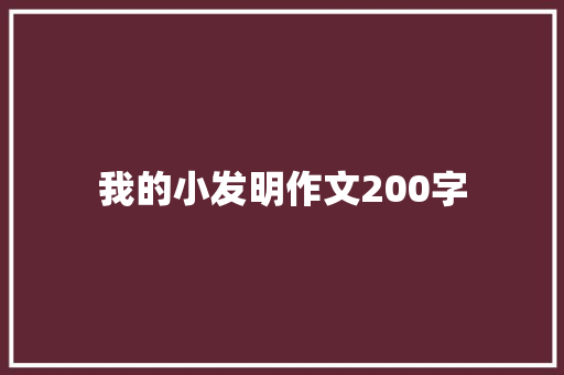 我的小发明作文200字