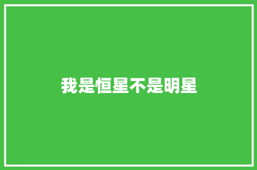 我是恒星不是明星 求职信