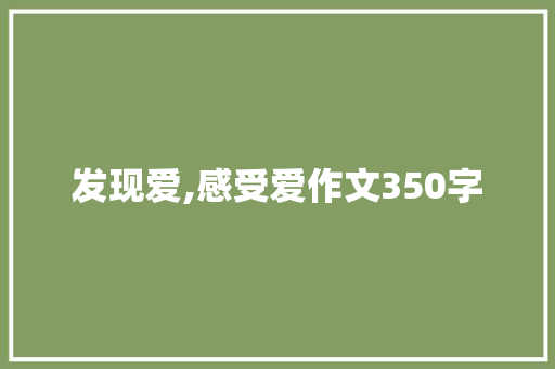 发现爱,感受爱作文350字 工作报告