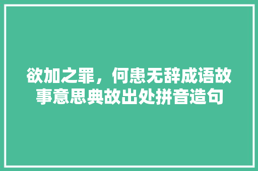 欲加之罪，何患无辞成语故事意思典故出处拼音造句