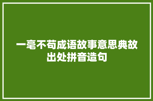 一毫不苟成语故事意思典故出处拼音造句 商务演讲