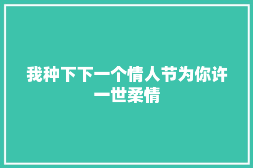 我种下下一个情人节为你许一世柔情 工作报告