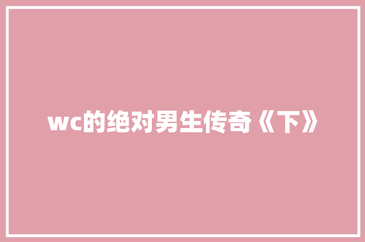 wc的绝对男生传奇《下》