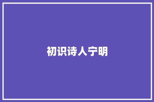 初识诗人宁明