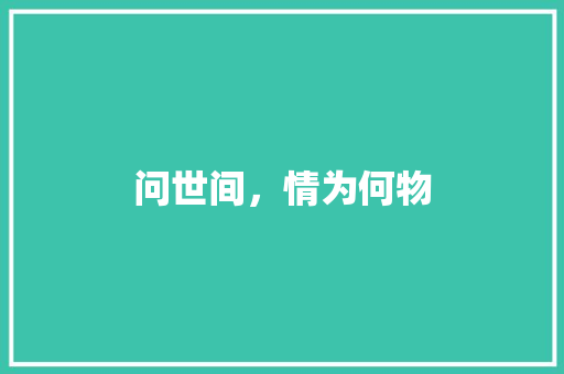 问世间，情为何物