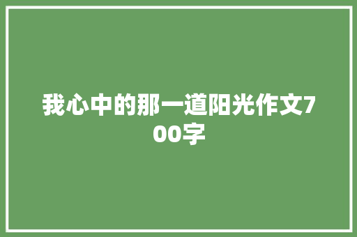 我心中的那一道阳光作文700字 商务演讲