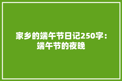 家乡的端午节日记250字：端午节的夜晚