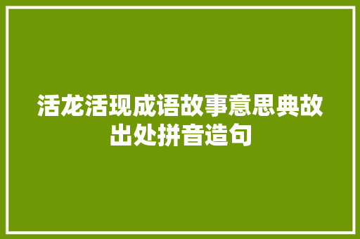 活龙活现成语故事意思典故出处拼音造句 励志演讲