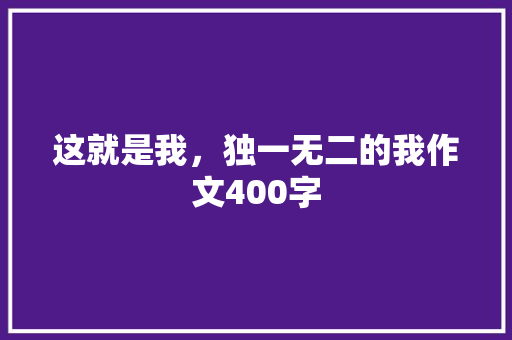 这就是我，独一无二的我作文400字