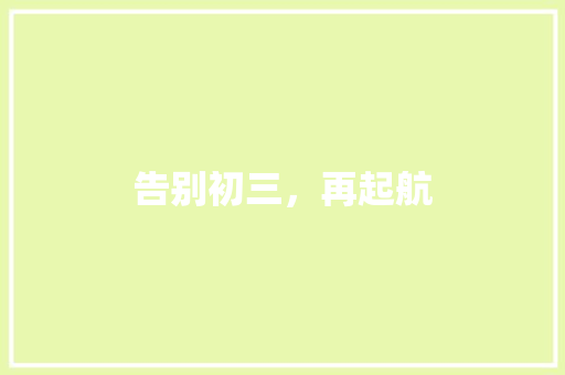告别初三，再起航 工作报告