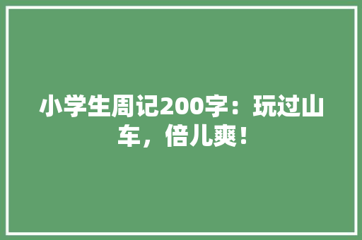 小学生周记200字：玩过山车，倍儿爽！