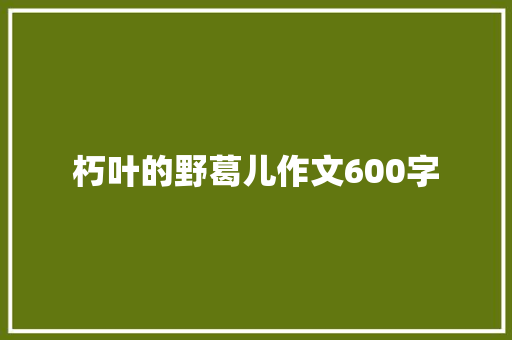 朽叶的野葛儿作文600字