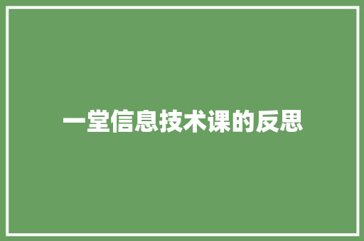 一堂信息技术课的反思 工作报告