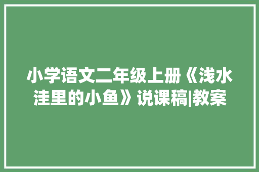 小学语文二年级上册《浅水洼里的小鱼》说课稿|教案 简历模板