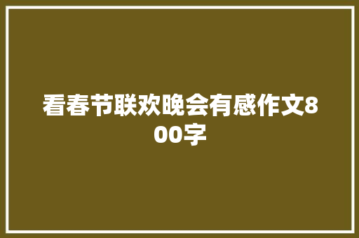 看春节联欢晚会有感作文800字 职场范文