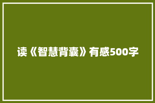 读《智慧背囊》有感500字
