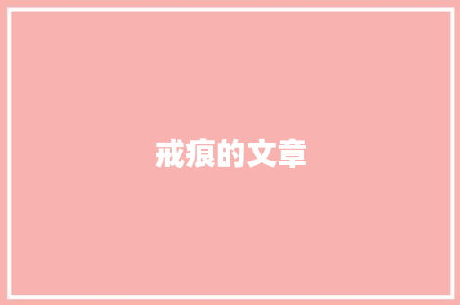 戒痕的文章 工作报告