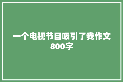 一个电视节目吸引了我作文800字