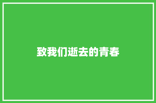 致我们逝去的青春 校园演讲