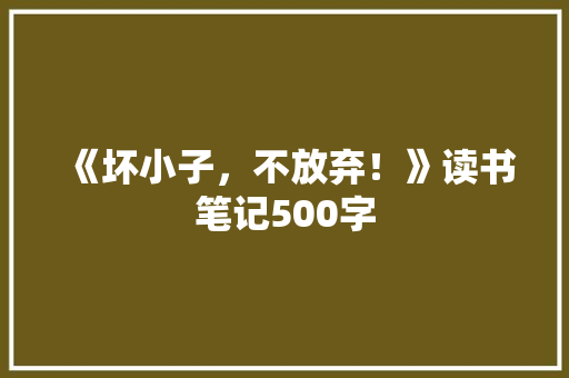 《坏小子，不放弃！》读书笔记500字