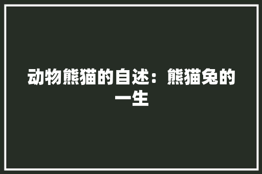 动物熊猫的自述：熊猫兔的一生