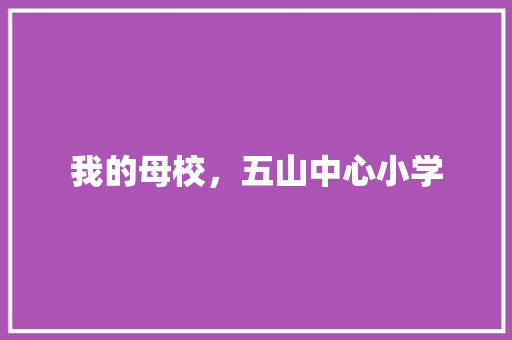 我的母校，五山中心小学