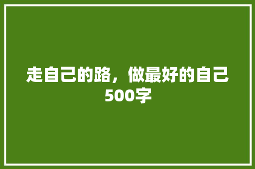 走自己的路，做最好的自己500字 商务演讲