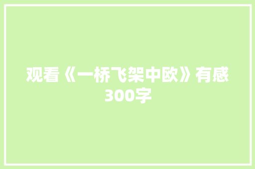 观看《一桥飞架中欧》有感300字