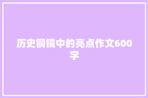 历史铜镜中的亮点作文600字