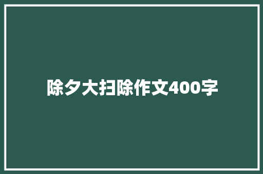 除夕大扫除作文400字