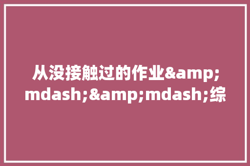 从没接触过的作业&mdash;&mdash;综合性学习