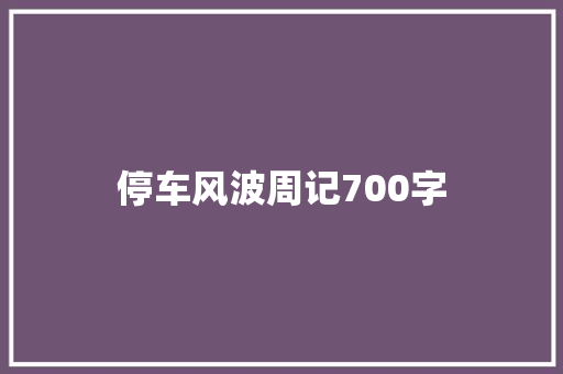 停车风波周记700字