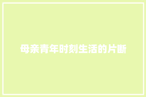 母亲青年时刻生活的片断 演讲稿