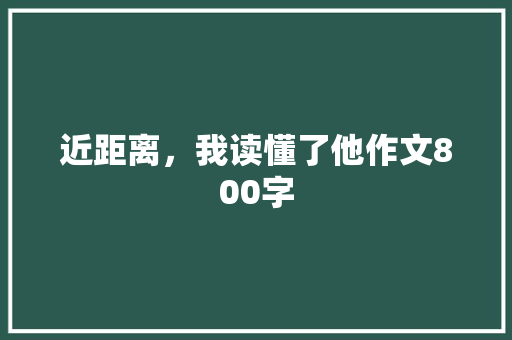 近距离，我读懂了他作文800字
