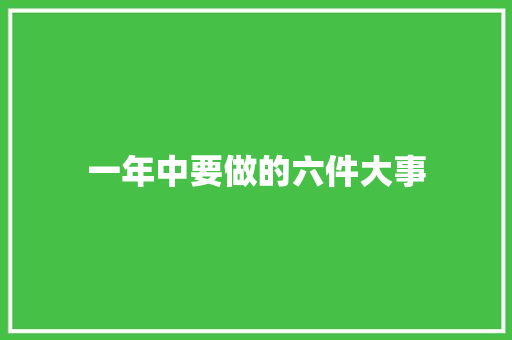 一年中要做的六件大事
