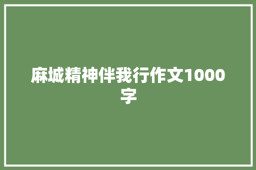 麻城精神伴我行作文1000字