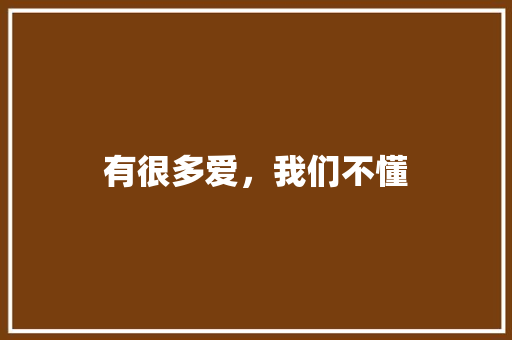 有很多爱，我们不懂