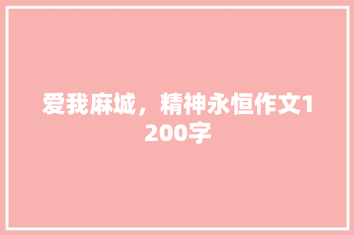 爱我麻城，精神永恒作文1200字