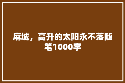 麻城，高升的太阳永不落随笔1000字