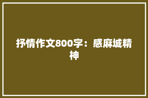 抒情作文800字：感麻城精神