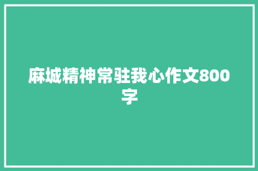 麻城精神常驻我心作文800字