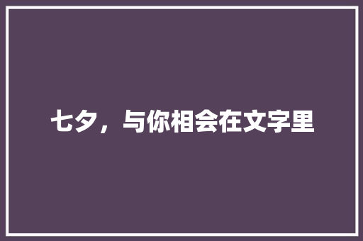 七夕，与你相会在文字里