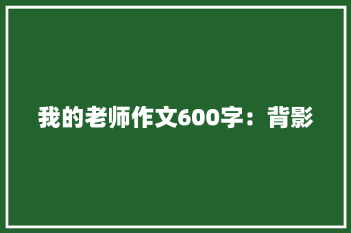 我的老师作文600字：背影