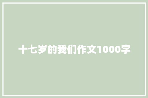 十七岁的我们作文1000字