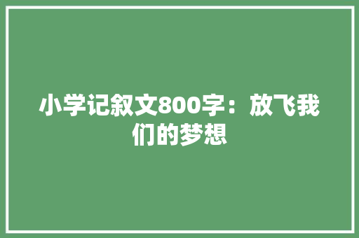 小学记叙文800字：放飞我们的梦想