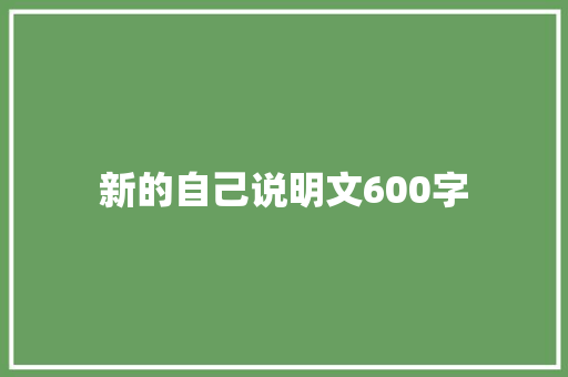 新的自己说明文600字