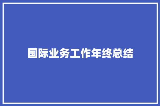 国际业务工作年终总结