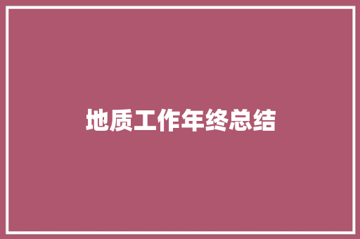 地质工作年终总结
