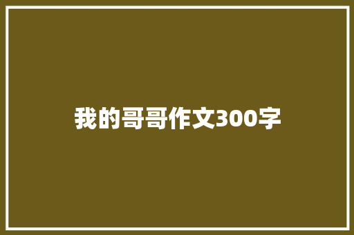 我的哥哥作文300字